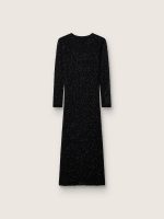 Women's long dress in black mesh with black sequins