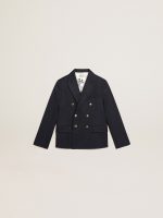 Boys' dark blue double-breasted buttoned blazer