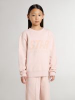 Girls' pink-colored sweatshirt with pink front lettering - Image 3