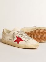Men's Super-Star in nappa with red star and cream leather heel tab - Image 4