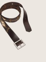 Men's Sierra belt in mahogany washed leather with decorative studs - Image 3