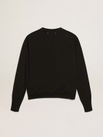 Women's round-neck sweater in black wool - Image 5