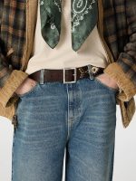 Women's Sierra belt in mahogany leather with decorative studs - Image 2