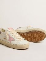 Hi Star in white leather with pink suede star and pink glitter heel tab - Image 3