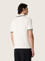 Men's white cotton polo shirt with openwork jacquard pattern - Image 6