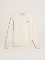 Men's white cotton sweatshirt with print on the back