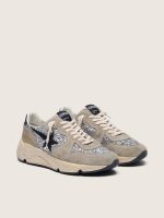 Women's Running Sole in silver glitter and dove gray suede - Image 2