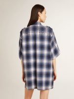 Women's short shirt dress with 3D checkerboard pattern and embroidery - Image 4
