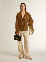 Women's tobacco-colored suede jacket women with fringes - Image 3