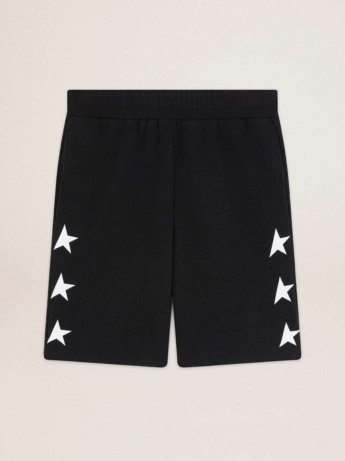 27711b3b8fd6b4649e33d4cfede85b6ce8bf196fdff186aa999e66be416800d9 Men's black bermuda shorts with white stars - Image 1