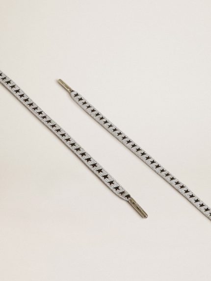 Ice-gray cotton laces with contrasting black stars