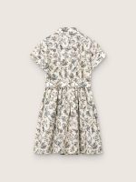 Journey girls' dress in white cotton canvas with green floral print - Image 2