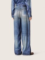 Women's boyfriend jeans in blue denim with archive print - Image 6