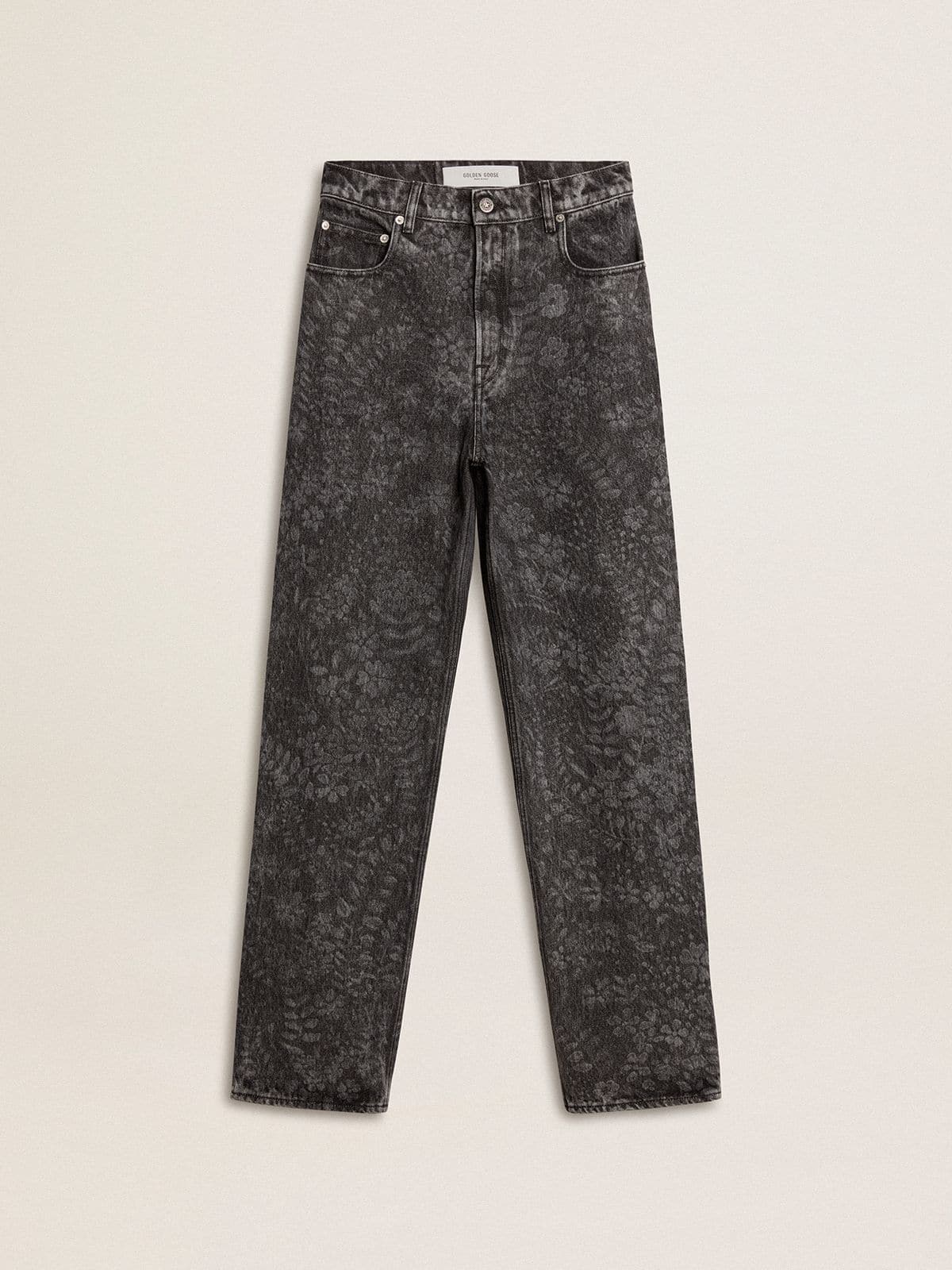 281dcdc1dfe3504d9d32231cbeaa423d663da0d617337bd39305a487939e88b2 Women's black jeans with a floral motif - Image 1