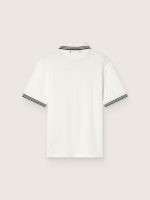 Men's white cotton polo shirt with openwork jacquard pattern - Image 2