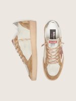 Women's Ball Star in cream leather with brick-red leather star and suede inserts - Image 3
