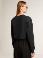 Women's cropped cotton sweatshirt with crystals on the front - Image 4