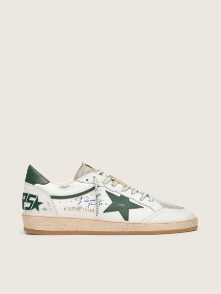 Women's Ball Star LTD in white leather with green star and Skins