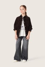 Girls' bootcut jeans in gray cotton with studs - Image 3