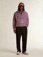 Unisex mauve cotton sweatshirt with print on the front - Image 3