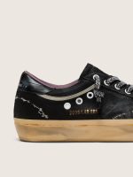 Men's Super-Star LAB in black laminated suede and nylon with raised star and laces with crystals - Image 4