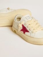 May Young with fuchsia glitter star and metallic leather heel tab - Image 4