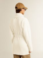 Women's cream-colored cotton cardigan with floral embroidery - Image 4