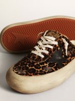 Women's Space-Star Sabot in leopard print pony skin with black star - Image 4