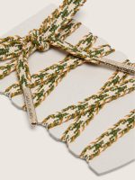 Cord laces in cream, olive green and ocher with silver details - Image 2