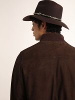 Golden Collection flight jacket in dark brown suede - Image 4