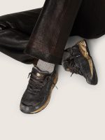 Women's Dad-Star in black naplak and crackle leather with black star and heel tab - Image 3