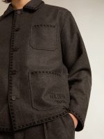 Gray melange woolen jacket with button fastening - Image 5
