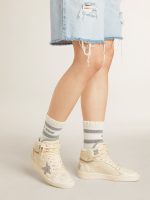 Women's Sky-Star in leather with light blue leather star and white heel tab - Image 3