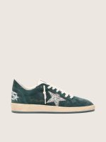 Women's Ball Star in green suede with silver glitter star
