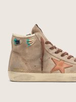 Men's Francy in beige suede with brown leather star and colored beads - Image 4
