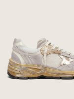 Women's Dad-Star in mesh and white suede with gold foiled star - Image 5