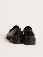 Women's chunky loafers in studded black leather - Image 5