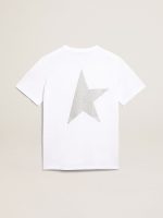 Women's white T-shirt with silver glitter logo and star - Image 5