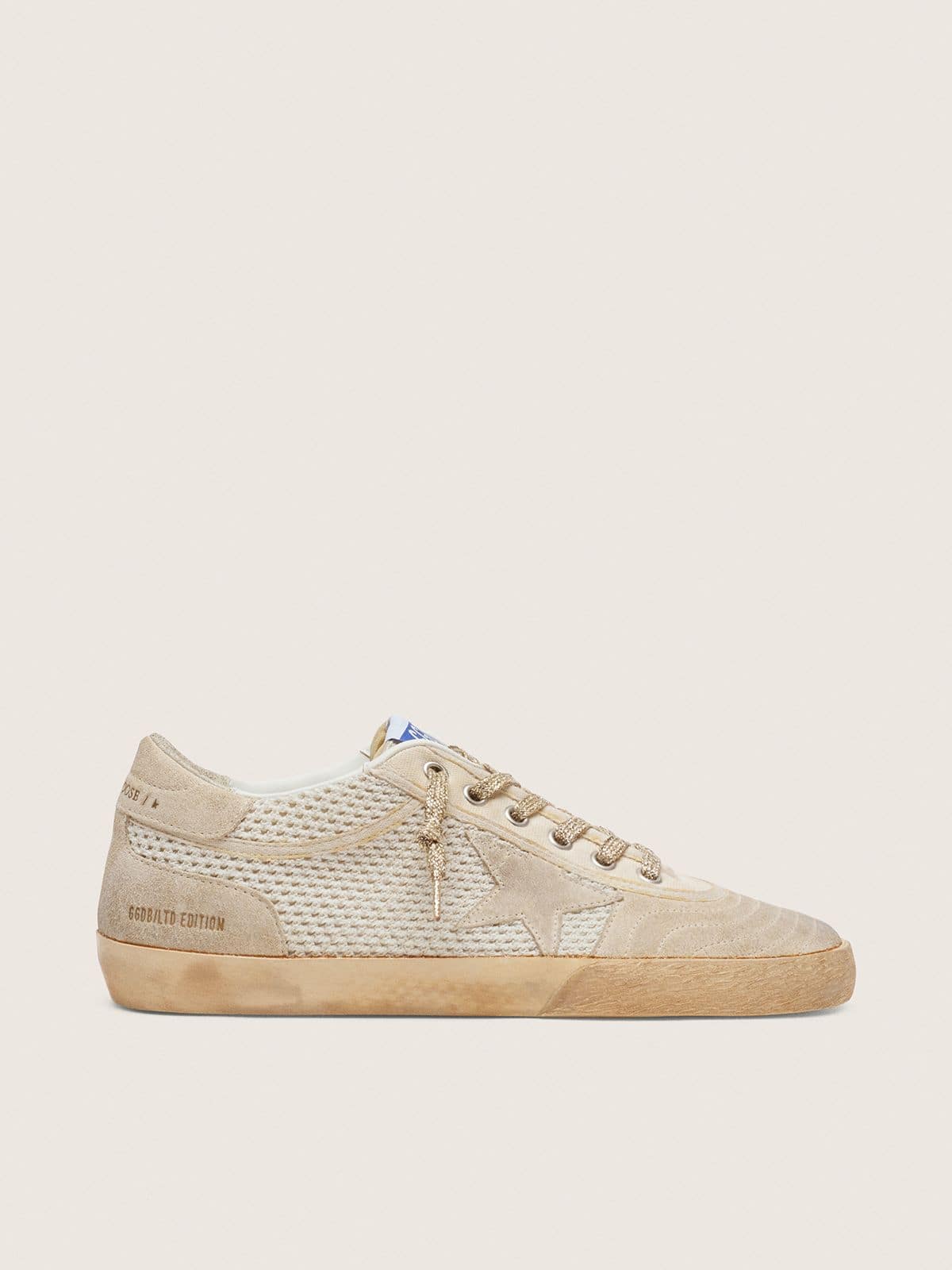 2af5c5f5944a86e22752f5501b9f8c4885688ac2288c5d6424bcc006b1306510 Men's white and beige Super-Star LAB in mesh and suede - Image 1