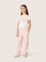 Girls' white cotton T-shirt with pink print - Image 3