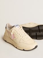 Women's Running Sole in nappa leather with pink leather star and blue leather heel tab - Image 3