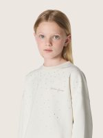 Journey girls' sweatshirt in white cotton with crystals and logo - Image 4