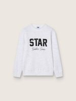 Boys' gray melange cotton sweatshirt with print and logo