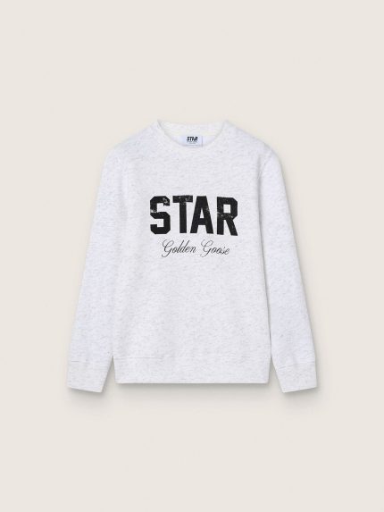 Boys' gray melange cotton sweatshirt with print and logo
