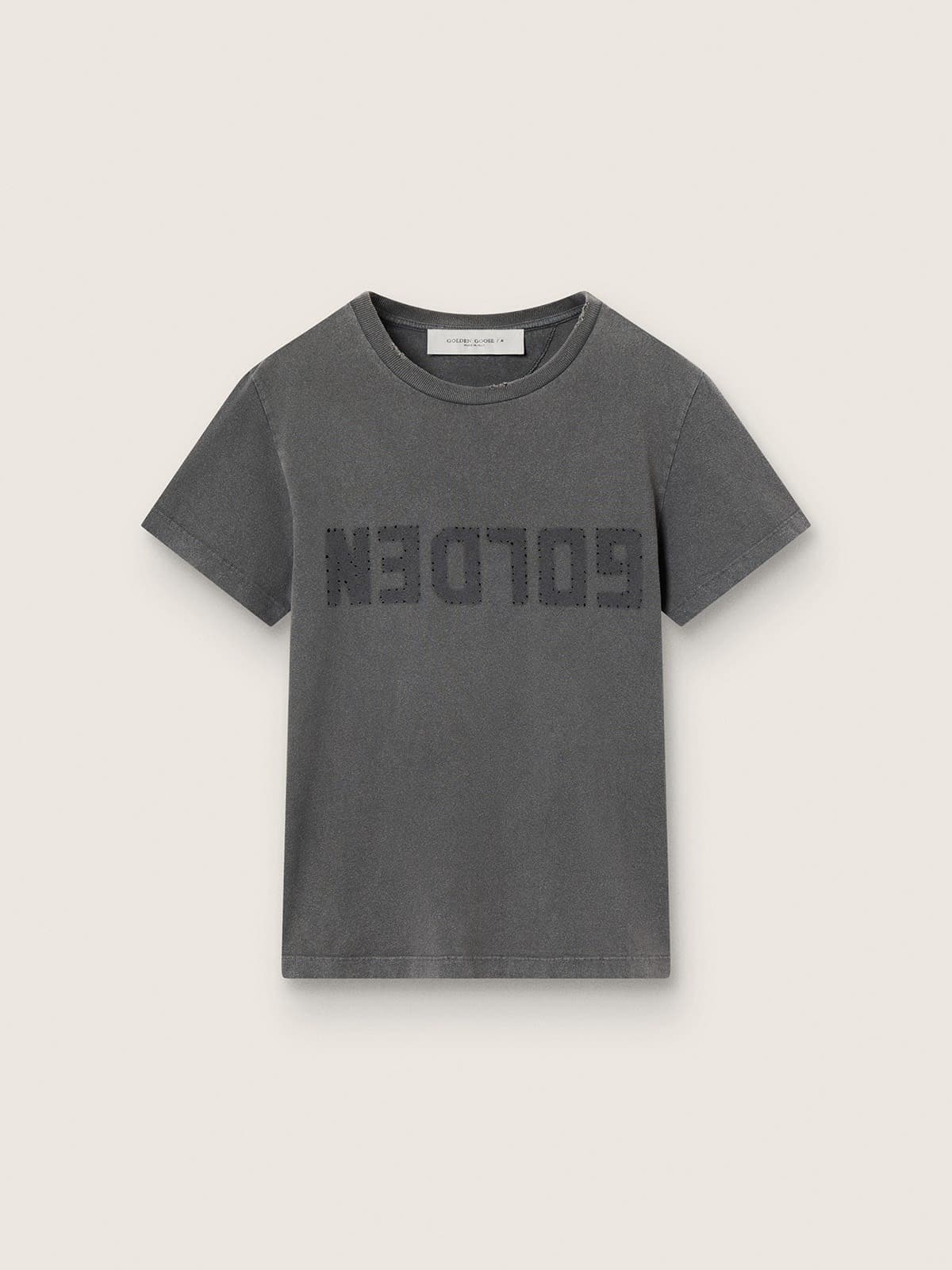 2ce24f0947342ad065ad3d38f10fef783f8230e25cc69f7ddcbad3b9506b4721 Distressed slim-fit T-shirt in anthracite gray - Image 1