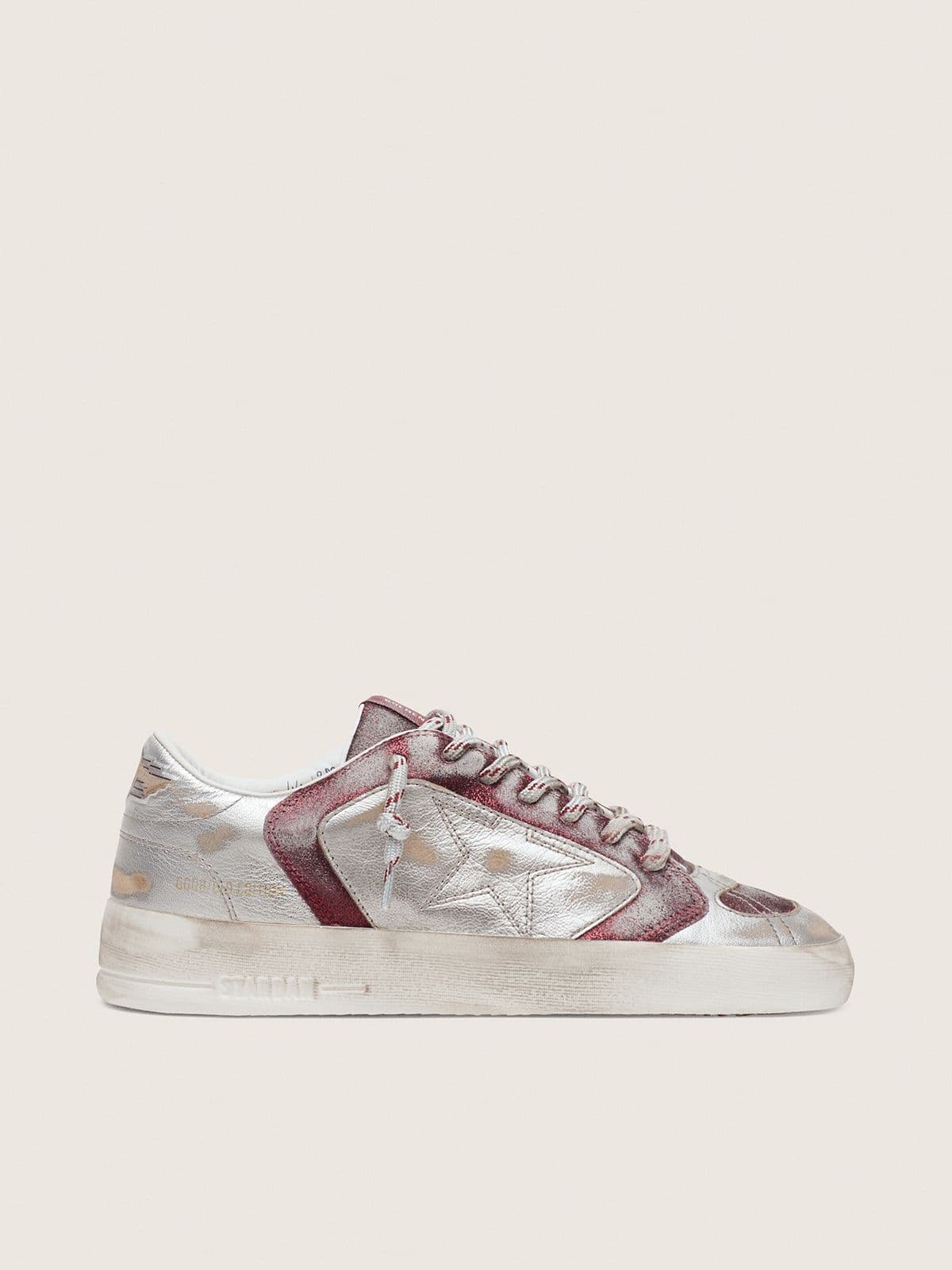 2cfc8f37bcefa7485958c812bdf1b102946a2e4b429285fc3d49e1195b89b3d5 Men's Stardan LAB in burgundy and silver leather and glitter - Image 1