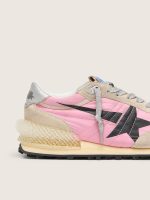 Men's Marathon in pink nylon and gold suede with black printed star - Image 4