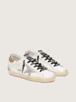 Women's white leather Super-Star with glittery heel tab - Image 2