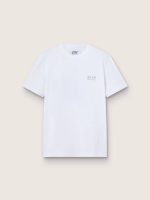 Women's white T-shirt with silver glitter logo and star