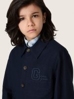 Journey unisex shirt in blue cotton canvas with embroidered logo - Image 4
